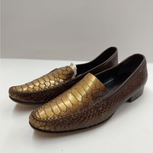 Escada Dark Brown-Bronze Moccasins Flats